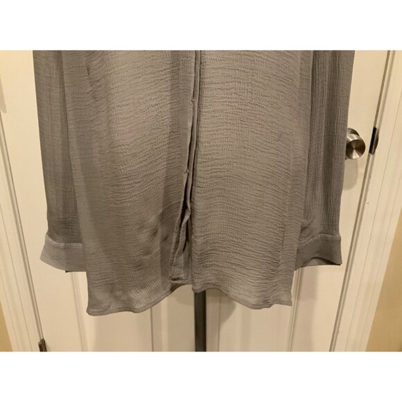 Eileen Fisher Gray Crinkle 100% Silk Button-Up Blouse, Size S - Picture 3 of 9